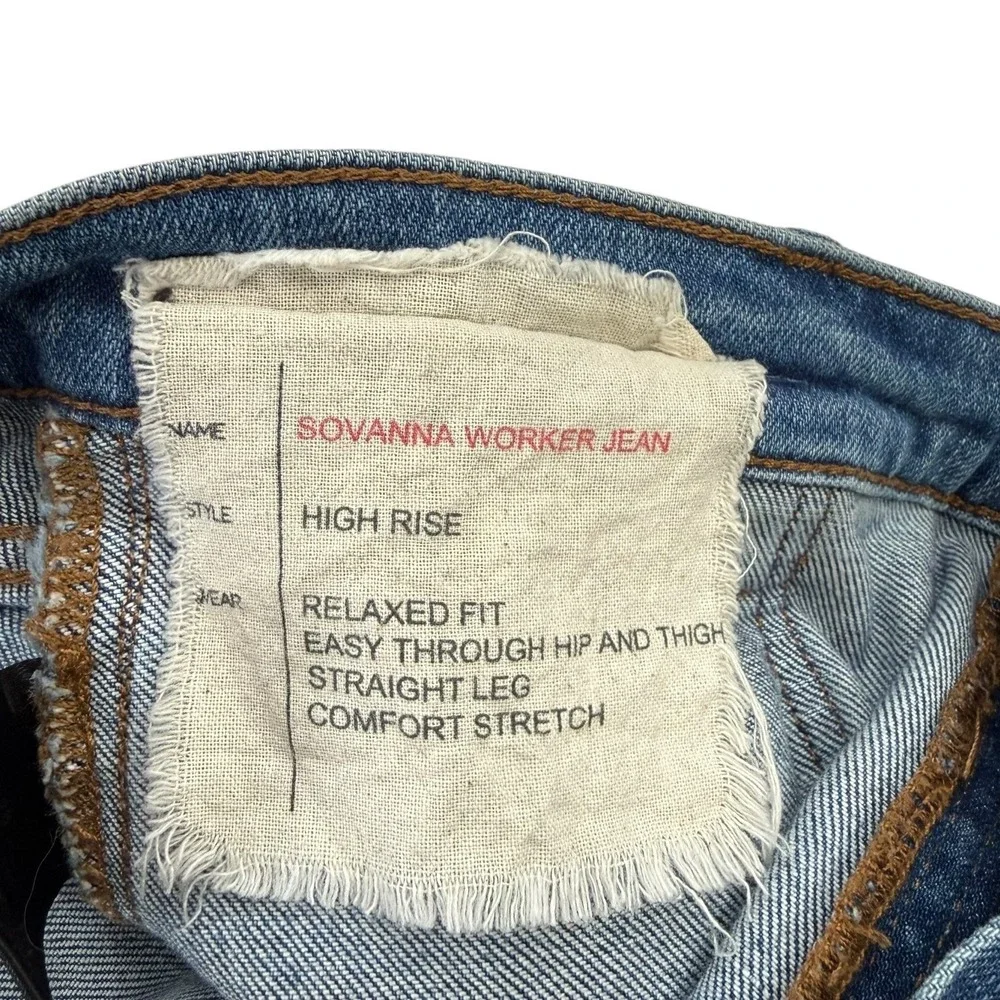 Johnny Was Embroidered Jeans Size 28 Sovanna Worker Relaxed Fit Straight Leg - Picture 7 of 9